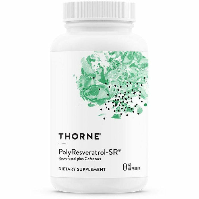 Thorne PolyResveratrol-SR, 60 vegetarian capsules, front of bottle