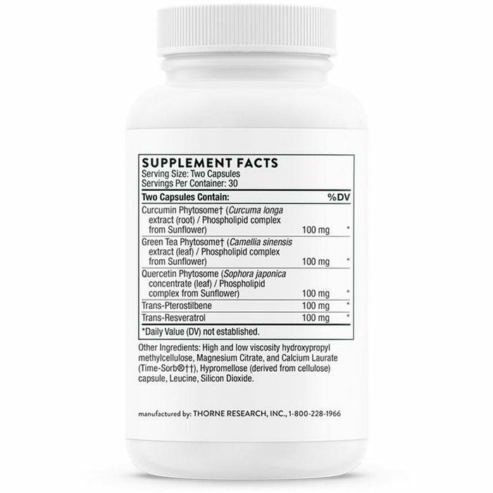 Thorne PolyResveratrol-SR 60 vegetarian capsules supplement facts label