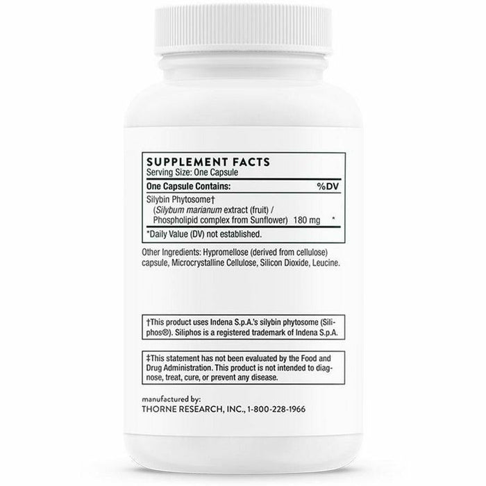 Thorne Siliphos 90 capsules supplement facts label