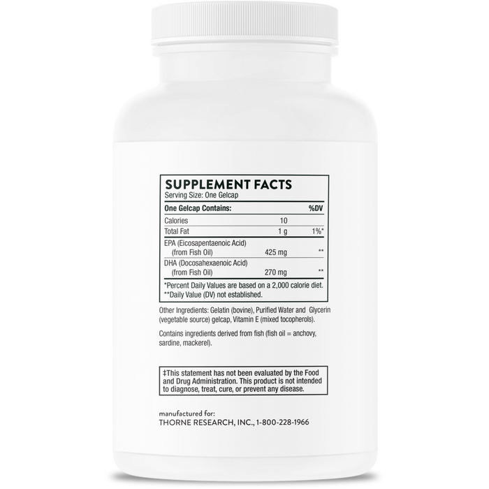 Thorne Super EPA 90 capsules supplement facts label