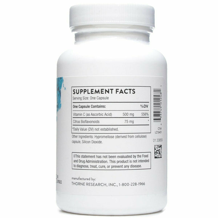 Thorne Vitamin C with Flavonoids 90 capsules supplement facts label