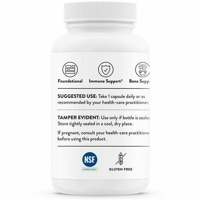 Thorne Vitamin D-5000 Preservative Free 60 capsules suggested use label
