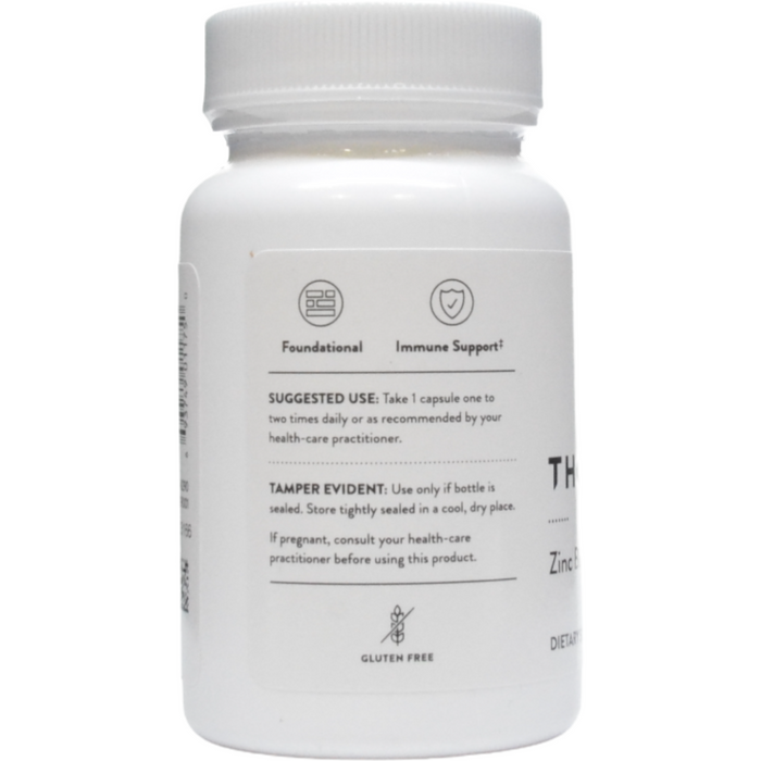 Thorne Zinc Bisglycinate 15 mg 60 capsules suggested use label