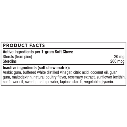 ThorneVet ModucareVET 90 soft chews product facts panel, close-up