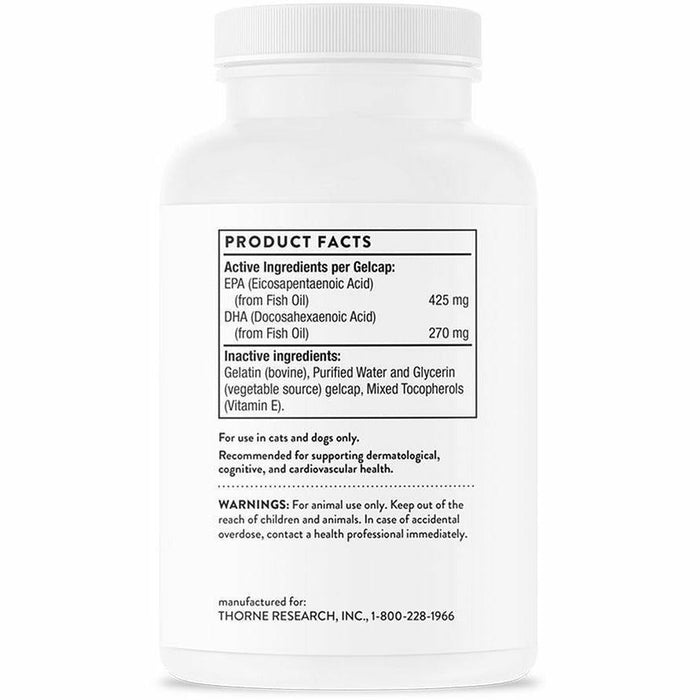 ThorneVet SuperEPA VET 90 gelcaps product facts label