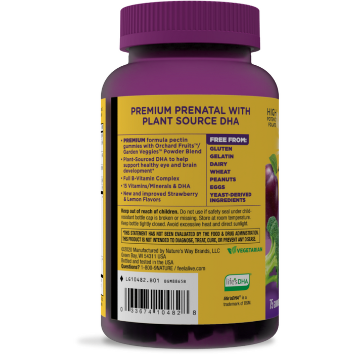 Alive! Prenatal Gummy 75 gummies by Nature's Way Warnings