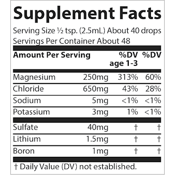 Trace Minerals Research ConcenTrace Trace Mineral Drops Glass 4 fl oz supplement facts label