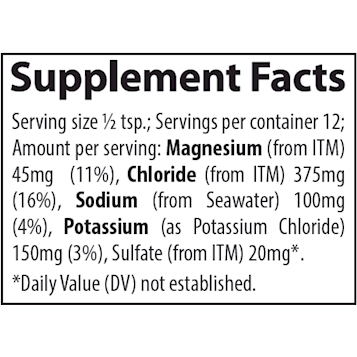 Trace Minerals Research Endure 4 fl oz supplement facts label