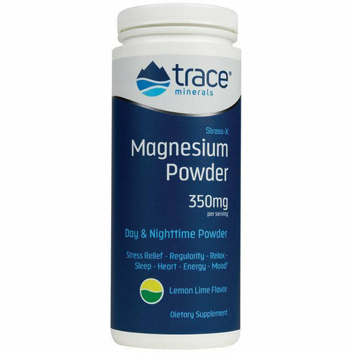 Trace Minerals Research Stress-X Magnesium Powder 350 mg Lemon Lime, 8.8 oz, front of container