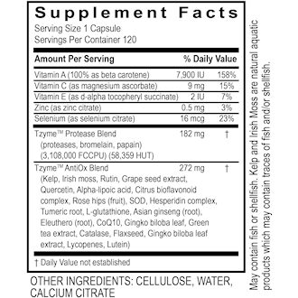 Transformation Enzymes Protease IFC 120 capsules supplement facts label