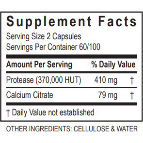 Transformation Enzymes PureZyme 120 capsules supplement facts label