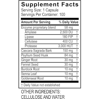 Transformation Enzymes ReleaseZyme 100 capsules supplement facts label