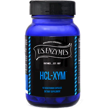 U.S. Enzymes HCL-xym, 93 veg capsules, front of bottle