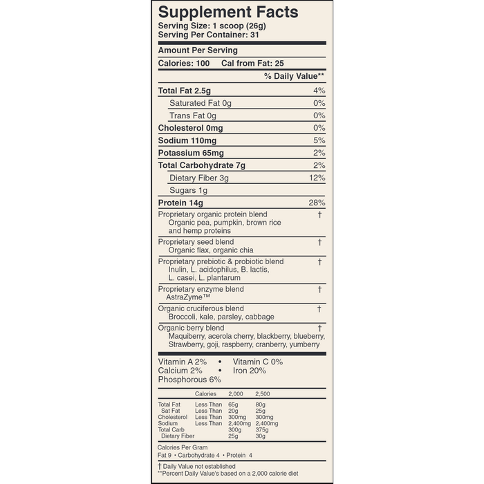 U.S. Enzymes Proteinxym Vanilla 806 g supplement facts label