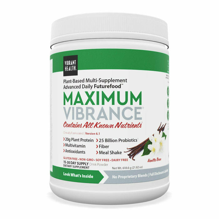 Vibrant Health Maximum Vibrance Vanilla, 15 servings, front of jar