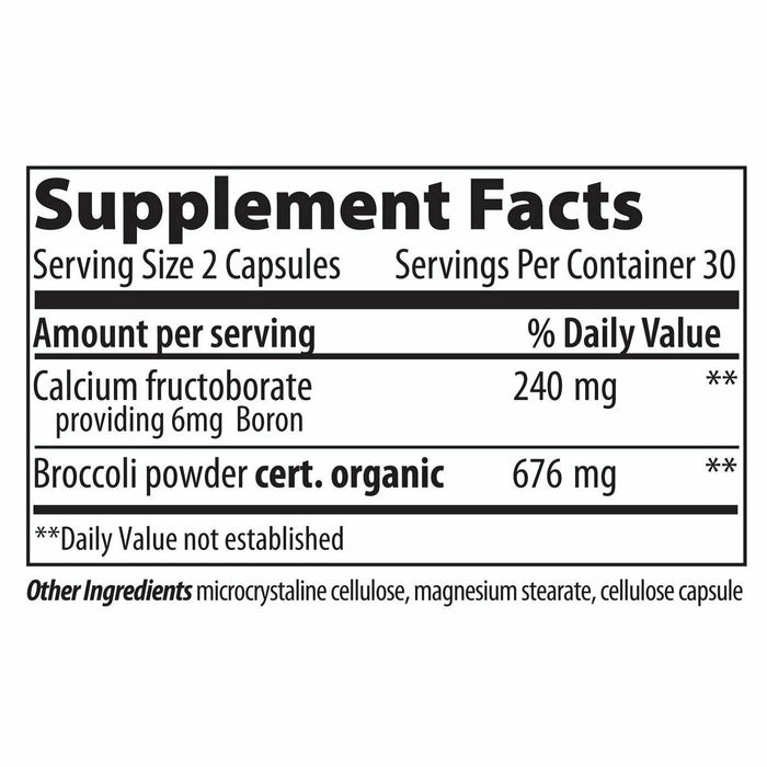 Vibrant Health Super Natural Boron 120 mg 60 vegetable capsules supplement facts label