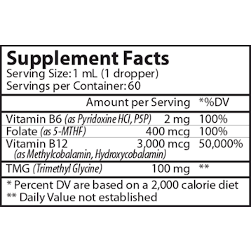 Vinco Liposomal B12 2 fl oz supplement facts label