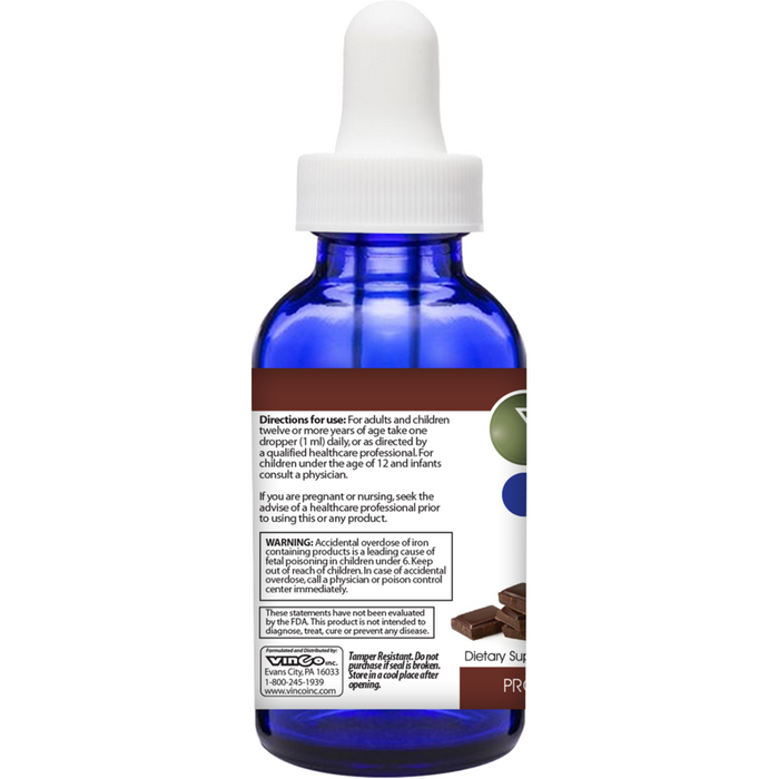 Vinco Liposomal Iron 2 fl oz suggested use label