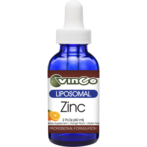 Vinco Liposomal Zinc, 2 fl oz, front of dropper bottle