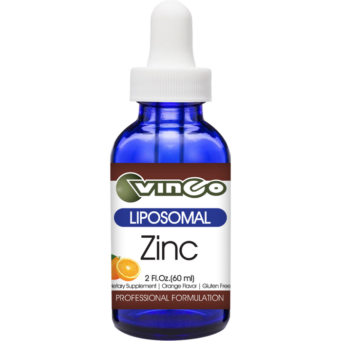 Vinco Liposomal Zinc, 2 fl oz, front of dropper bottle