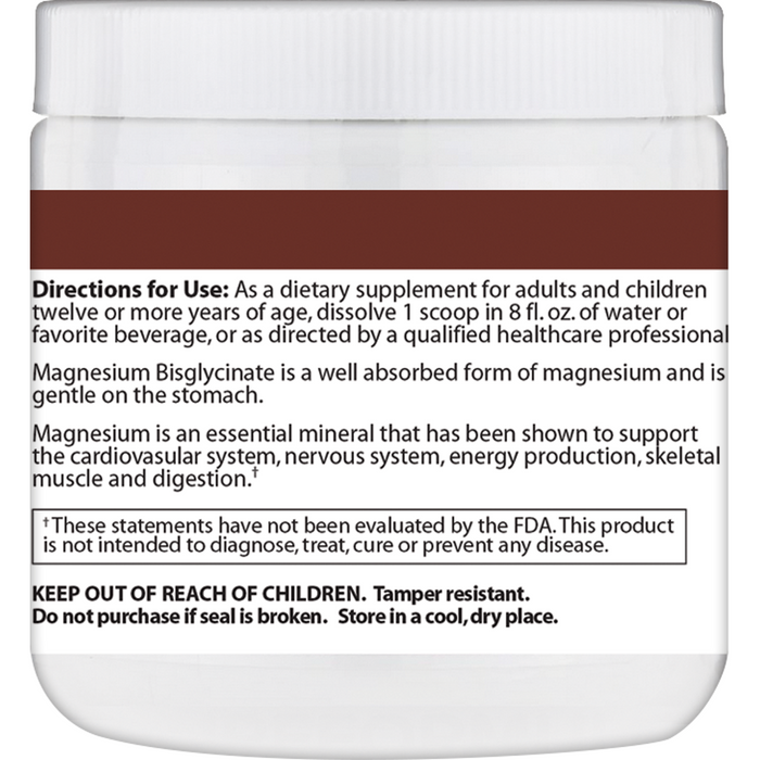 Vinco Magnesium Bisglycinate 6.35 oz suggested use label