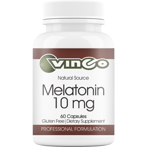Vinco Melatonin 10 mg, 60 capsules, front of bottle
