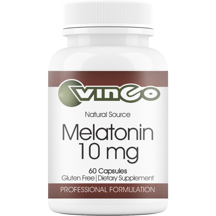 Vinco Melatonin 10 mg, 60 capsules, front of bottle