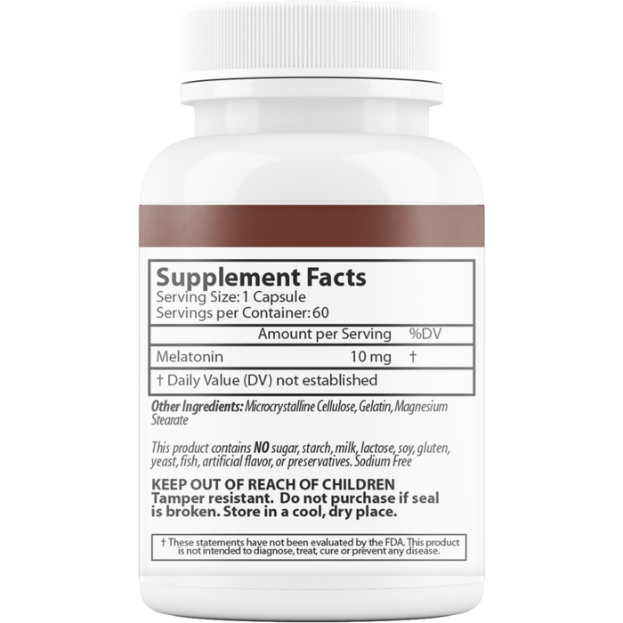 Vinco Melatonin 10 mg 60 capsules supplement facts label