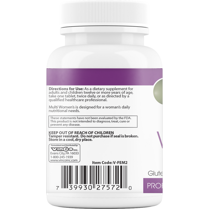 Vinco MultiWomen's with Digestive Enzymes 60 tablets suggested use label