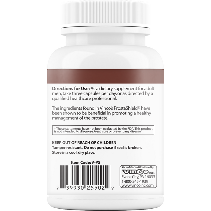 Vinco ProstaShield 90 capsules suggested use label