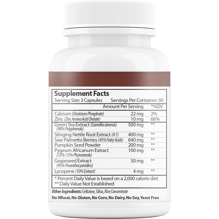 Vinco ProstaShield 90 capsules supplement facts label