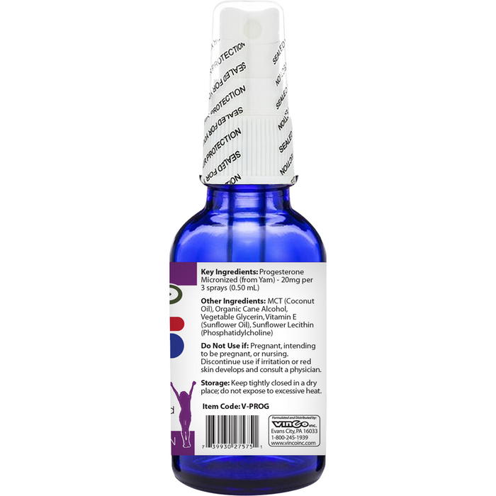 Vinco Transdermal Progesterone 2 fl oz ingredients label