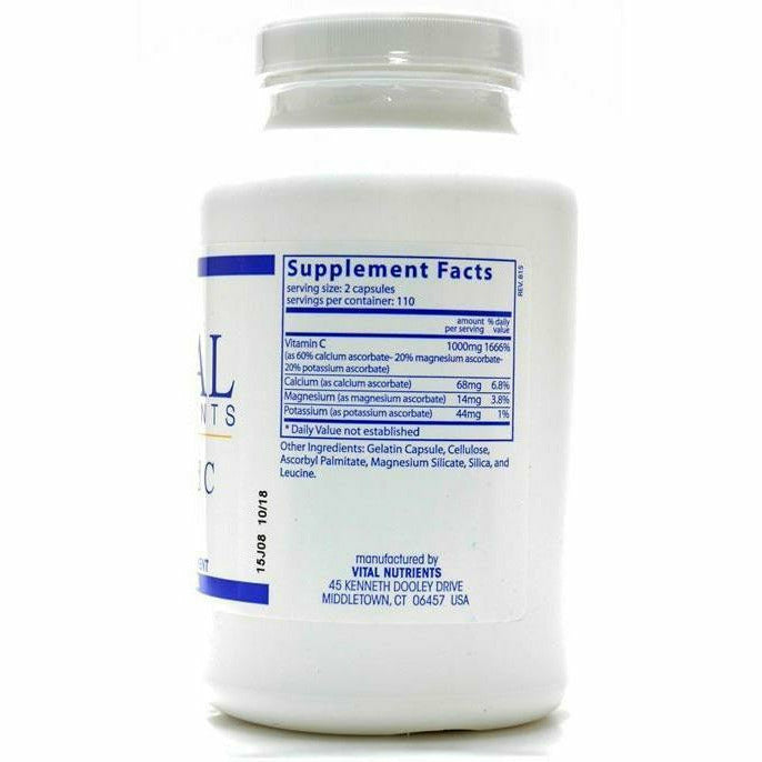Vital Nutrients Buffered C 500 mg 220 capsules supplement facts label