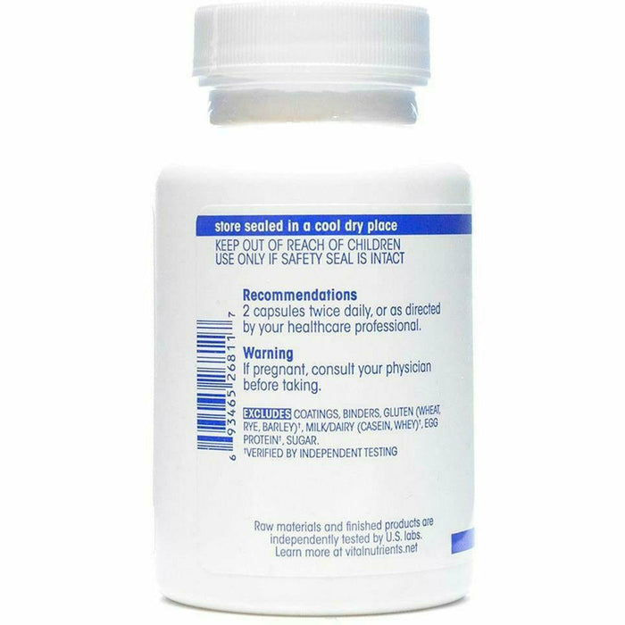 Vital Nutrients Genistein 125 mg 60 veg capsules suggested use label