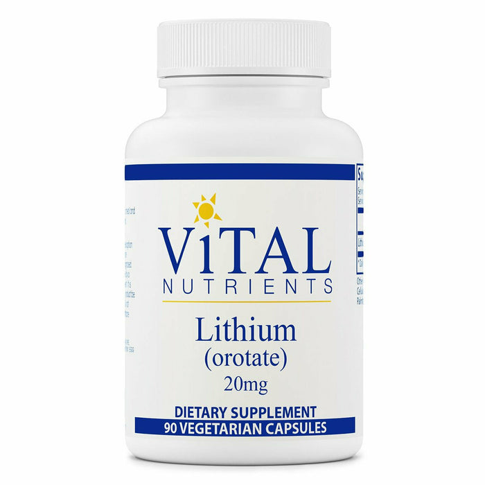 Vital Nutrients Lithium (orotate) 20 mg, 90 veg capsules, front of bottle