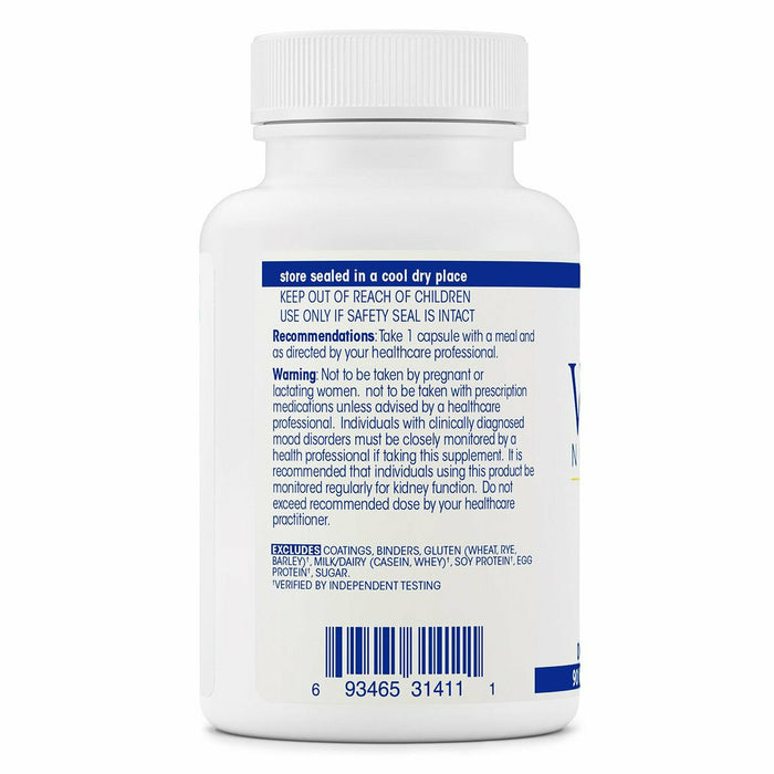 Vital Nutrients Lithium (orotate) 20 mg 90 veg capsules suggested use label