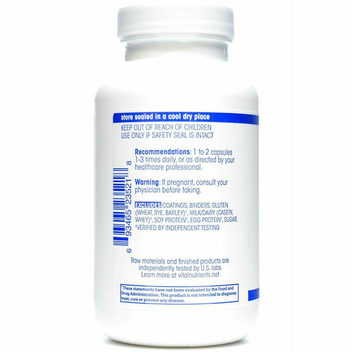 Vital Nutrients Liver Support 120 capsules suggested use label