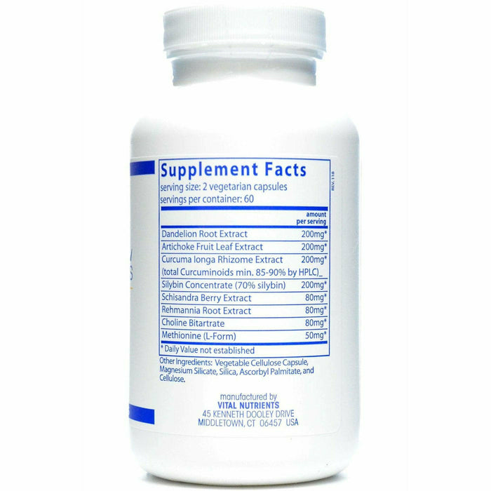 Vital Nutrients Liver Support 120 capsules supplement facts label