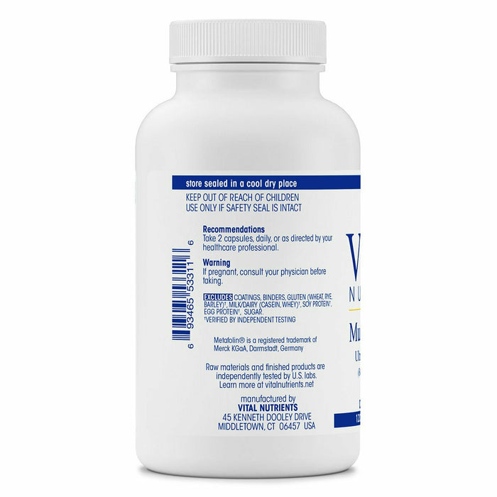 Vital Nutrients Multi-Nutrients 5 120 capsules suggested use label
