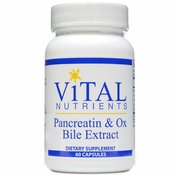Vital Nutrients Pancreatin & Ox Bile Extract, 60 veg capsules, front of bottle