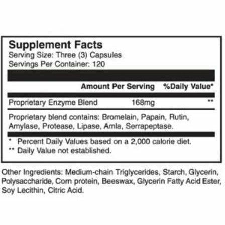 Supplement Facts, World Nutrition, Vitalzym Enzymes 180 Gelcaps