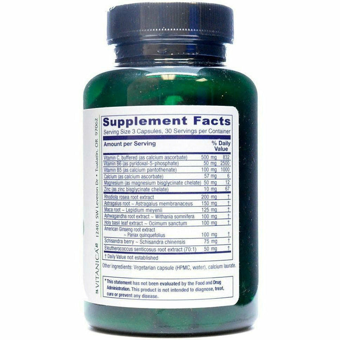 Vitanica Adrenal Assist 90 veg capsules supplement facts label