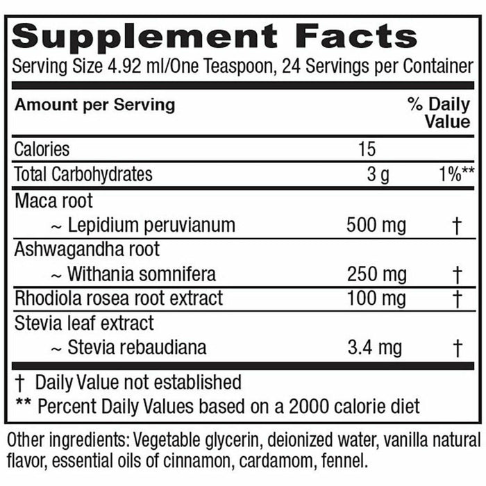 Vitanica Adrenal Tonic 4 fl oz supplement facts label