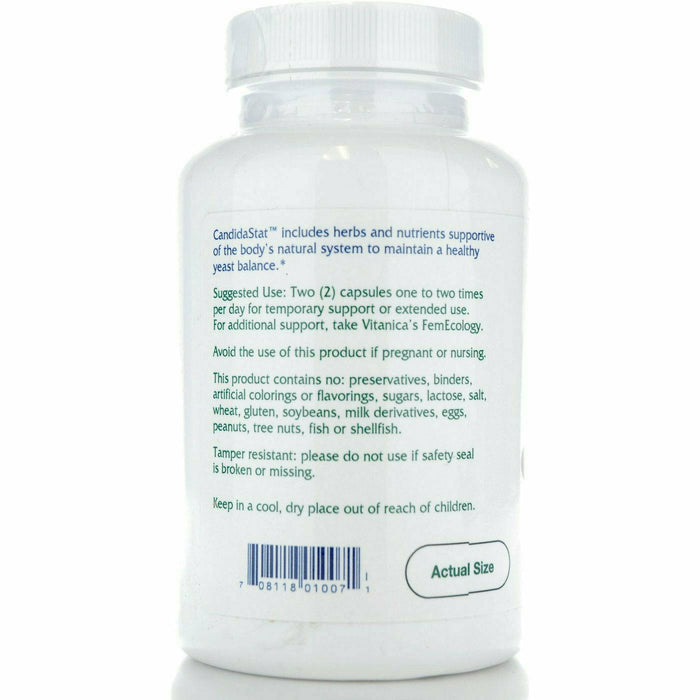 Vitanica CandidaStat 120 capsules side label
