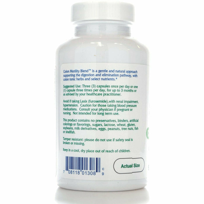Vitanica Colon Motility Blend 90 veg capsules side label