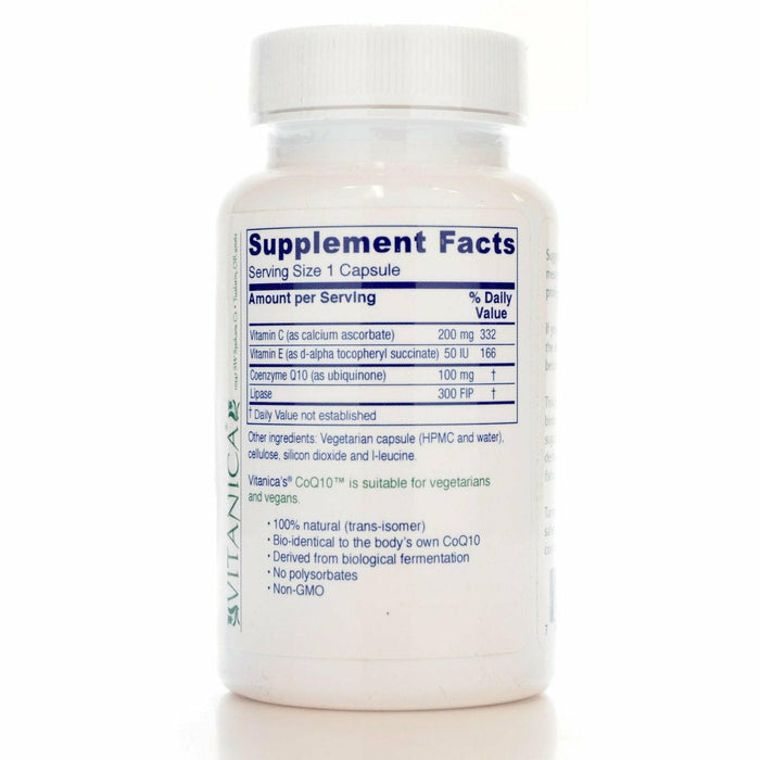 Vitanica CoQ10 Extra 100 mg 60 capsules supplement facts label