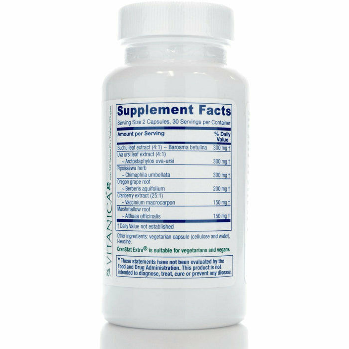 Vitanica CranStat Extra 60 capsules supplement facts label