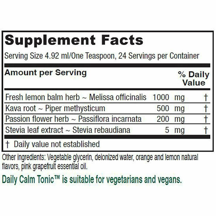 Vitanica Daily Calm Tonic 4 fl oz supplement facts label
