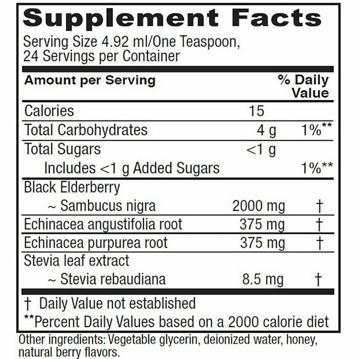 Vitanica Immune Tonic 4 fl oz supplement facts label