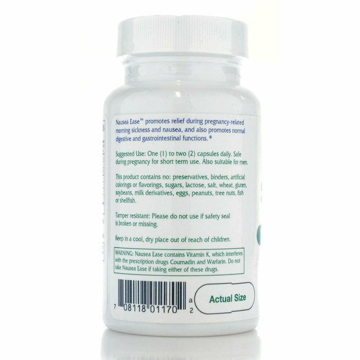 Vitanica Nausea Ease 60 capsules side label
